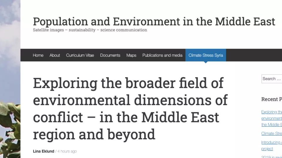 Exploring the broader field of environmental dimensions of conflict – in the Middle East region and beyond