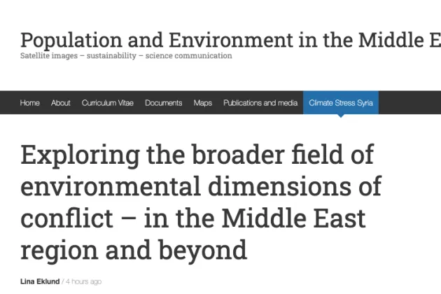 Exploring the broader field of environmental dimensions of conflict – in the Middle East region and beyond