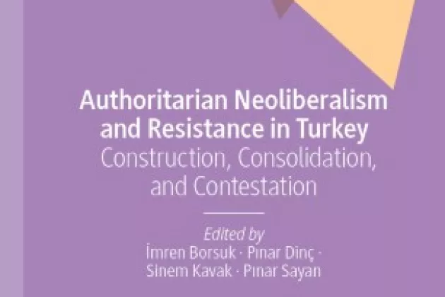 Purple cover of the book Authoritarian Neoliberalism and Resistance in Turkey
