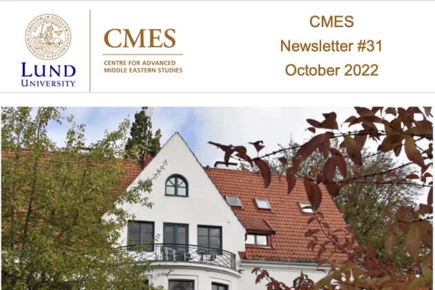 The cover of the CMES Newsletter with a photo of the CMES building and colorful leaves on trees.