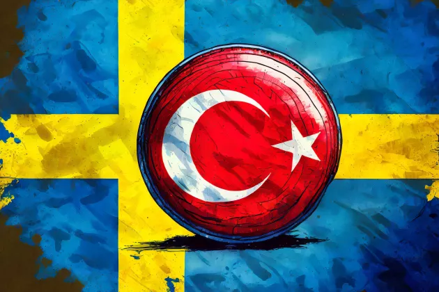 A Swedish flag and a Turkish flag. AI generated image.