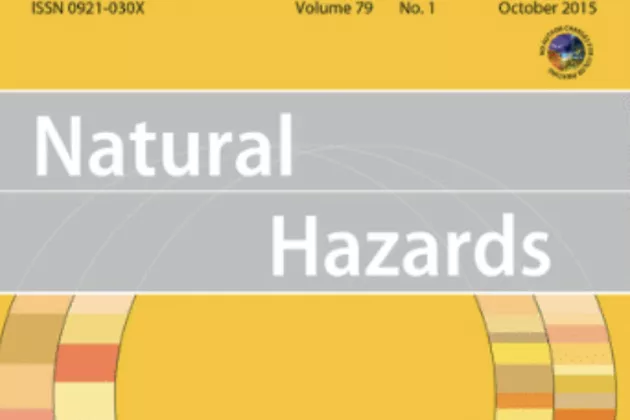 The yellow cover of the journal Natural Hazards.