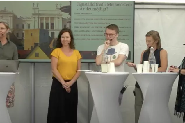 Photo from the event: Karin Aggestam, Marie Wikström, Joel Abdelmoez, Emma Sundkvist and Charlotte Sparre