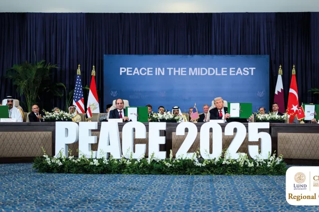 Donald Trump signing a peace treaty